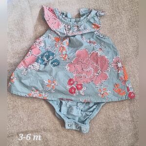 Floral Kids Romper - Blue and Pink